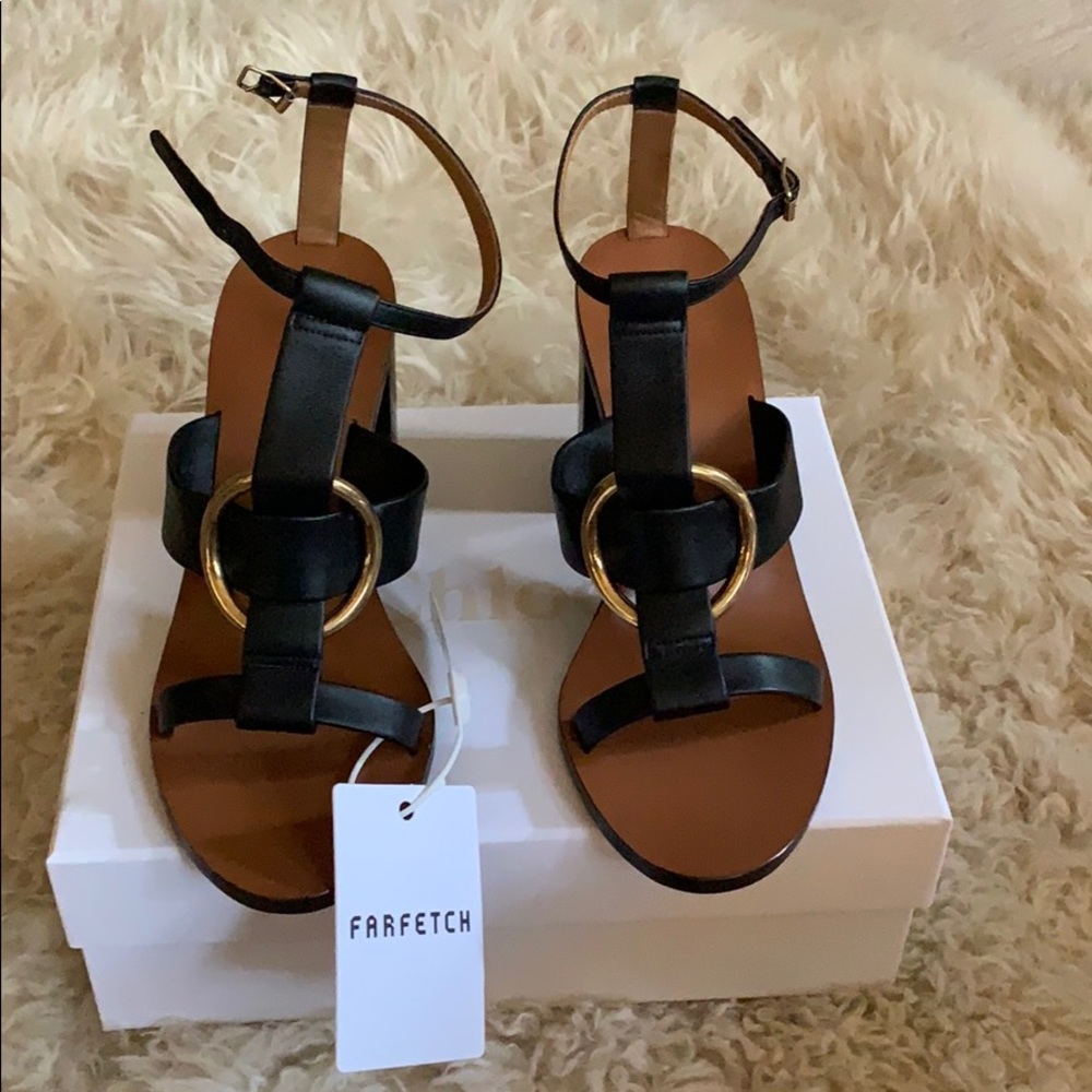 Chloe block heel leather sandals
